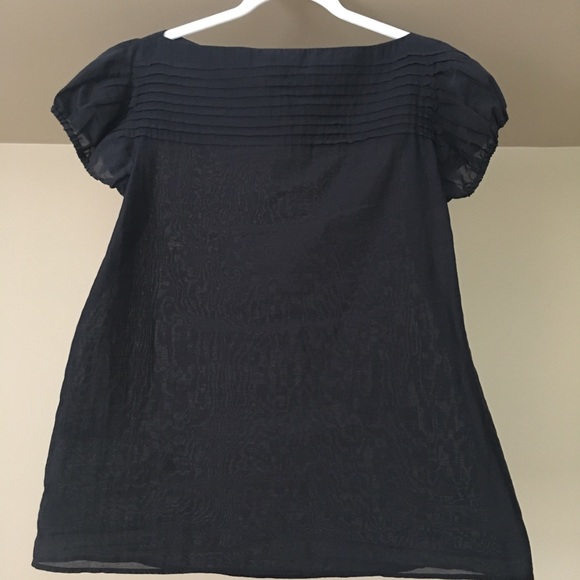 Theory Black Capped Sleeve Linen Blouse - Picture 4 of 7